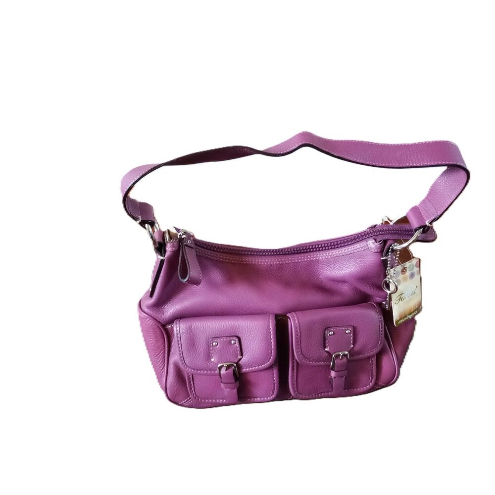 Fossil Y2K Designer Leather Shoulder hobo Bag model 75082 NWT orchid plum retro